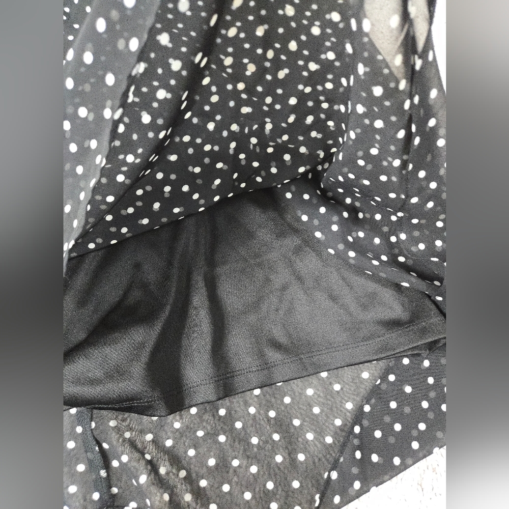Chico's 2.5 large Black/White Polka Dot Sheer Shift Dress with Lining - Picture 6 of 10